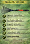 Mini Garden Rake with Ergonomic Comfort Grip & Rust Resistant (15W x 55H cm) - 4