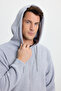Unisex Relax Fit Comfortable Cut Cotton Fleece Inside Double Pockets Full Zipper Gray K Hooded Sweatshirt - 2