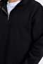 Unisex Relax Fit Relax Cut Cotton Fleece Inside Half Zip Black Hooded Sweatshirt - 3