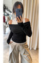 Athlete Black Color Boat Neck Blouse - 0780 - 2