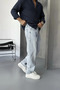 Men's Ice Blue Baggy Washed Design Jean Jeans with Stitching Detail - 3