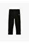 Comfortable Fit Print Detailed Fleece-Lined Wide Leg Sports Sweatpants with Elastic Waist - 2