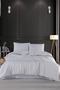 Double Striped Satin Duvet Cover Set Gray