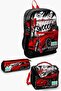 Kids Black Red Anime Car Patterned 3-Piece School Bag Set SET0123747