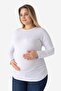 White Long Sleeve Maternity T-Shirt Cotton Stretch Fabric Soft and Stretchy Fabric