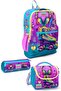 Kids Pink Turquoise Headphones with Skate Pattern 3-Piece School Bag Set Set0123754