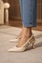 Women's Heeled Shoes with Ankle Buckle, Stylish Rustic Patent Leather Fabric Women's Shoes - 5