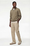 Long Sleeve Ribbed Basic Half Zip Sweatshirt - 2
