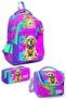 Kids Purple Pink Dog Patterned 3-Piece School Bag Set Set0123649