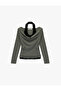 Halter Neck Lace Detailed Slim Fit Long Sleeve T-Shirt - 3