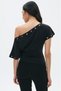 Black Off Shoulder Women's Blouse with Metal Detail Mg2671 - 4