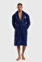 Bathrobe Men Women Unisex Navy Blue 100% Cotton - 3
