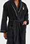 Bathrobe Men Women Unisex Black 100% Cotton - 3
