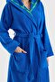 Bathrobe Men Women Unisex with Hat Blue 100% Cotton - 3