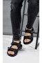 Foxter black sport anatomical stitched men's sandal - 4
