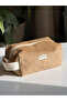 Handmade Caramel Brown Velvet Makeup Bag Orven Collection Wood - 6