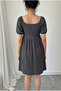 Women's Square Collar Watermelon Sleeve Robadan Mini Dress - Gray - 5