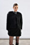 Crew Neck Faux Fur - Black - 5