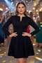 Tweed Fabric Long Sleeve Stretch Fabric Midi Dress – Zipper Detail 2701