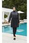Lamis Women's Fully Covered Patterned Hijab Swimsuit Set of 4 with Bonnet and Bag - 7