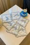 Leaf Pattern 6-Piece Special Embroidered Linen Coffee Serving Napkin-Silver