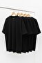 Women's 5-Pack 100% Cotton Soft Textured Oversized Loose Fit Short Sleeve Black Basic T-Shirt