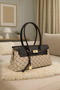 Women's Monogram Mink Brown Leather Belted Charm Detailed Covered Hand and Shoulder Bag 16X30 cm Pera - 2