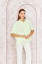 Women's Green Loose-Fit Short-Sleeve Shirt Dm9005 - 3