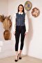 Women's Blue Tweed Embellished Long Sleeve Shirt Dm9001 - 6