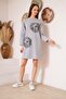 Women's Gray Melange Printed Tunic with Button Detail Dm60346 - 8
