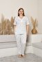 Women's Plus Size Lace Collar Short Sleeve Bamboo Pajama Set - 4