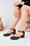 Genuine Leather Brown Women's Heeled Leather Shoes Shn-0136 - 3