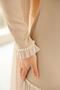 Pearl Pleated Detailed Crepe Yoryo Silk Combination Hijab Evening Dress Beige 1684 - 6