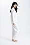 Women's Ecru Waffle Panda Kingdom Peter Pan collar Long Sleeve Pants Pajama Set - 3