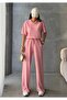 Women's Pink Modal Short Sleeve Soft Touch Sports Suit - 3
