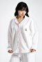 Women's Ecru Waffle Panda Kingdom Peter Pan collar Long Sleeve Pants Pajama Set