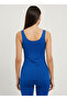 Women's Cobalt Blue U-Neck Thick Strap Blouse Nj61 - 3