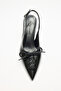 Heels 2512 - Pointed Toe Lace Detailed Black Women's Heels
