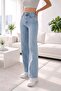Julia 90's Snow Wash Blue Stretch Fabric Super High Waist Relaxed Jeans Palazzo Pants