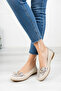 Genuine Leather Beige Snake Women's Leather Ballerinas Dp-0104 - 3