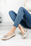 Genuine Leather Beige Snake Women's Leather Ballerinas Dp-0104 - 4