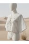 Vual Embroidered Front Tie Blouse - 3