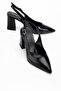 Black Patent Leather Women's Pointed Toe Thick Classic Heeled Shoes