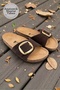 Anatomical Natural Cork Sole Genuine Suede Leather Big Buckle Slippers