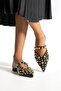 Women's Loja Black Gold Tropu Flat Sole Slippers Pointed Toe - 8