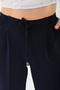 Women's Navy Blue Elastic Waist Pocket Carrot Trousers - 8