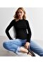 Women's Black Crew Neck Basic Knitwear Blouse Be358 - 2
