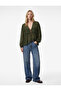Long Sleeve Ruffled V-Neck Front Tie-Up Chiffon Blouse