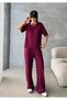 Women's Burgundy Modal Short Sleeve Soft Touch Sports Suit - 3
