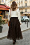 Flock Printed Skirt K214 Brown - 4